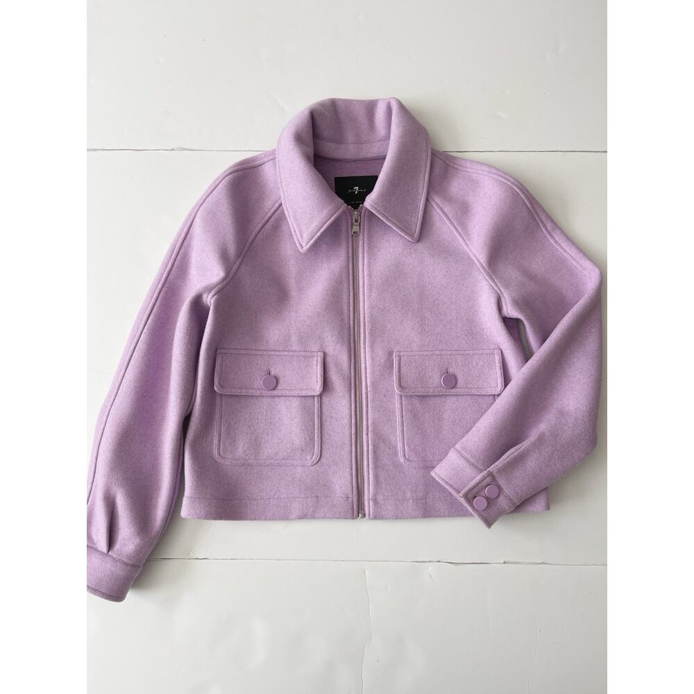 7 For All Mankind Cropped Coat Jacket Women S Purple Pockets Soft Cozy